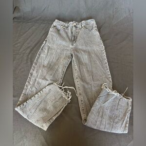 Madewell Gray Straight Leg Vintage Distressed Jeans